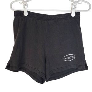 Soffe Lacrosse Elastic Waist Cotton Blend Pull-on Athletic Shorts Black Medium
